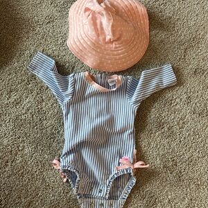 Ruffle Butts Swimsuit with Matching Hat